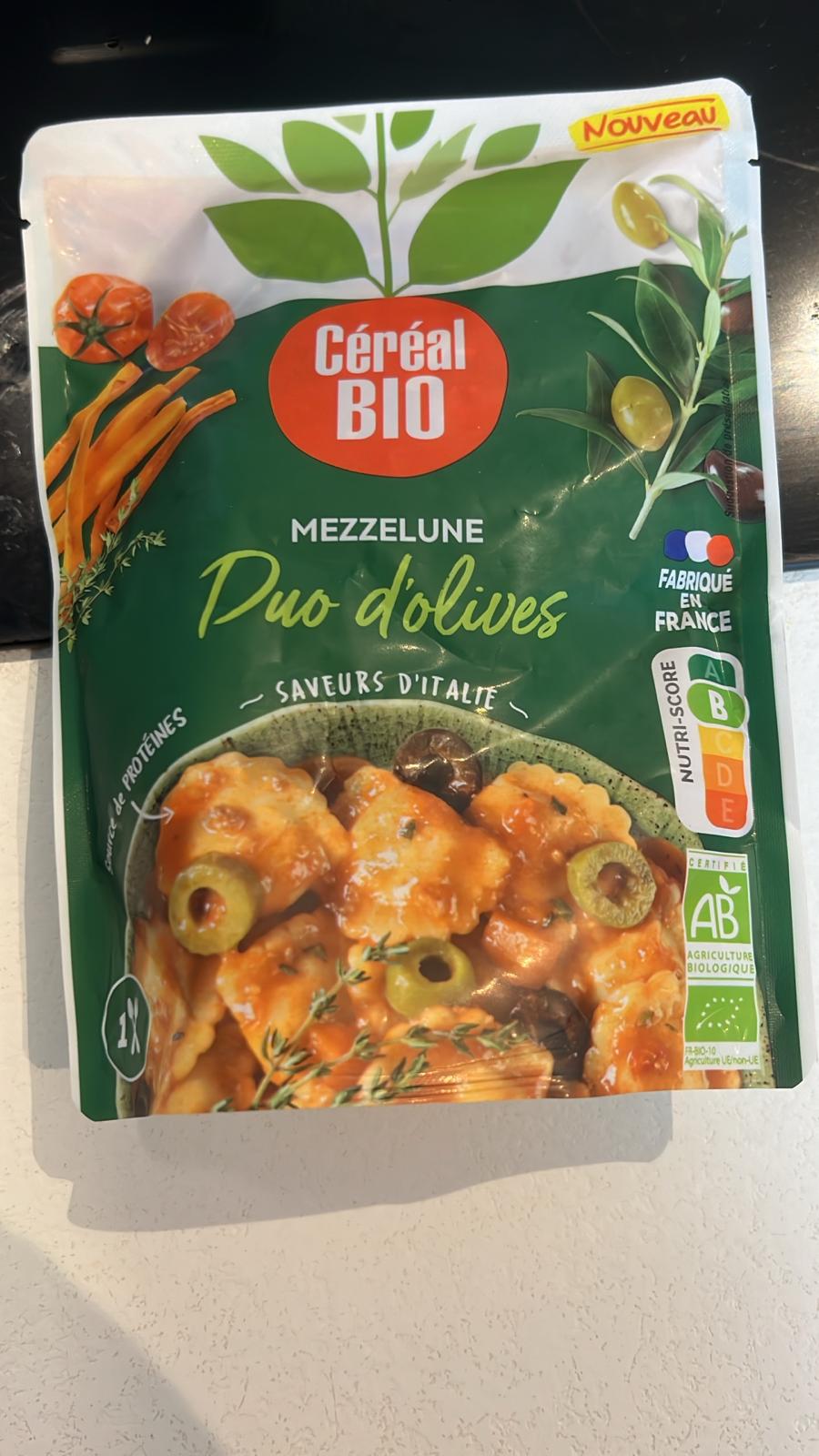 Mezzelune duo d'olives, pâtes farcies, de Cereal Bio