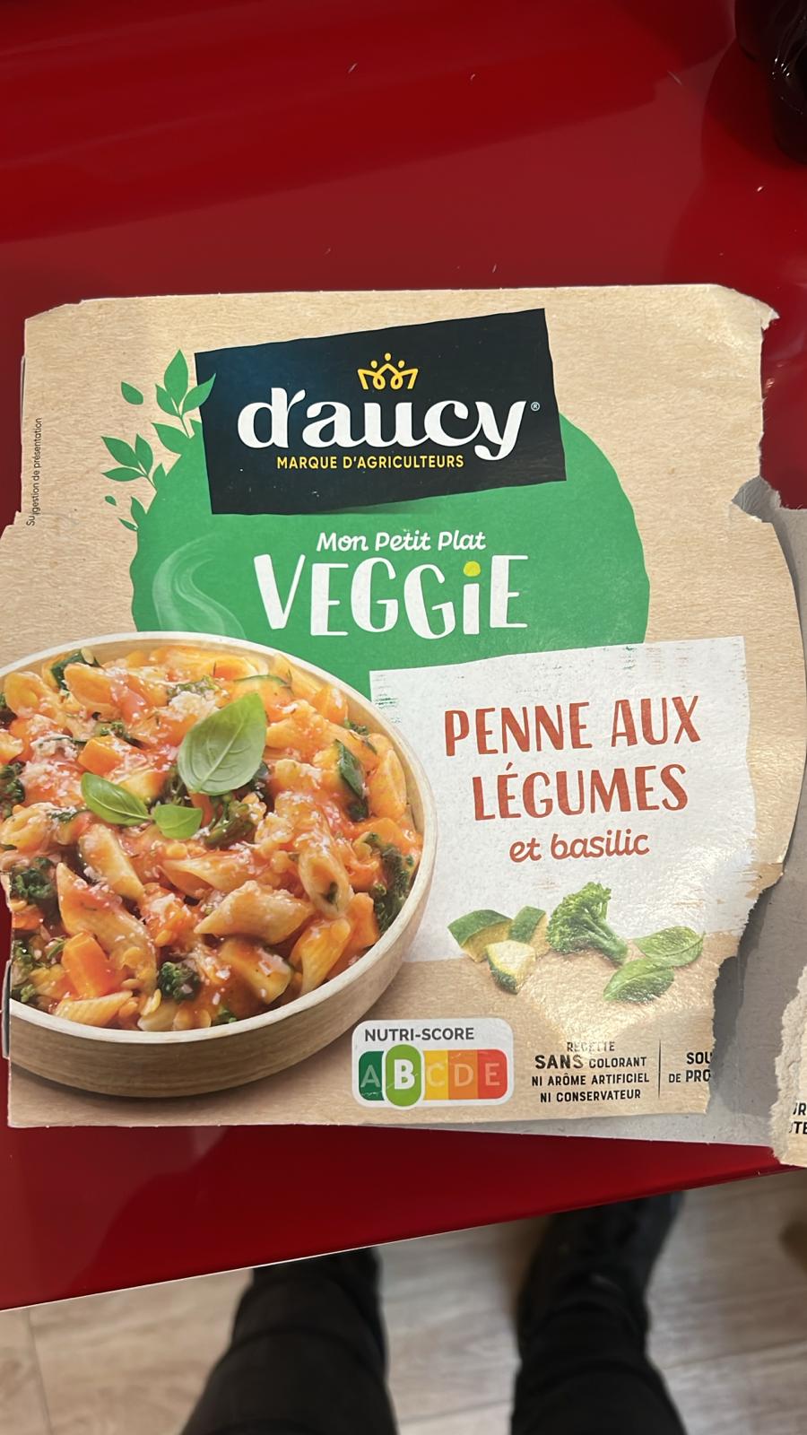 Plat Cuisiné penne aux légumes & basilic D'AUCY