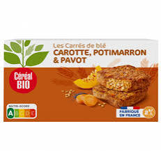 Carre de blé carotte potimaron et pavot Cereal Bio