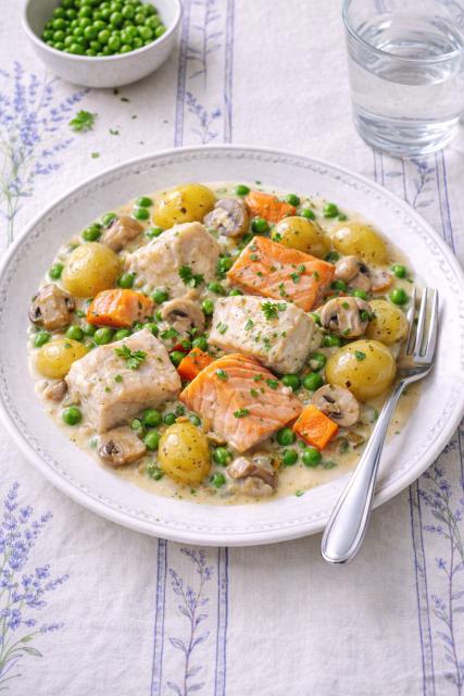 Cassolette merlu et saumon