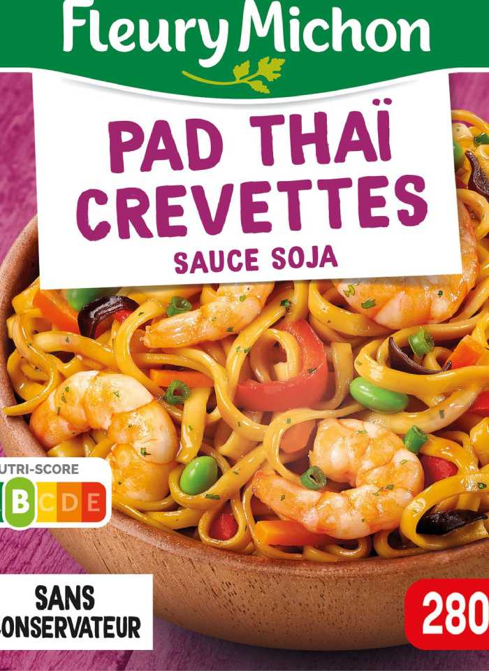 Plat Cuisiné PAD Thaï Crevettes Sauce Soja FLEURY MICHON