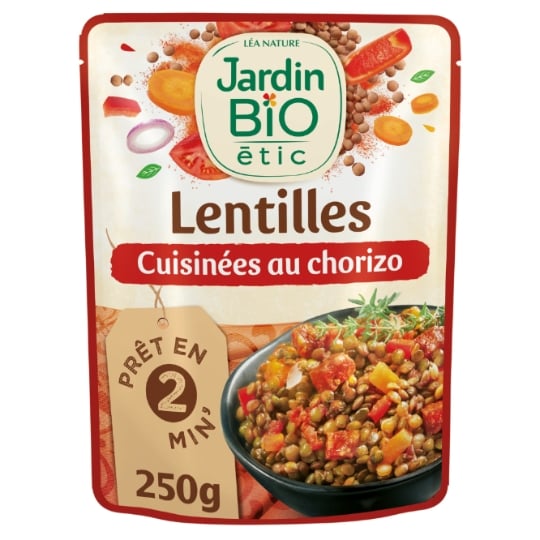 Plat cuisiné Lentilles cuisinées au chorizo Bio JARDIN BIO ETIC