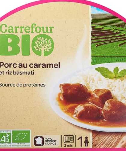 Plat cuisiné  porc au caramel riz Bio CARREFOUR BIO