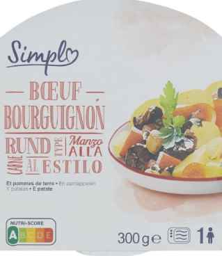Plat cuisiné bœuf bourguignon SIMPL