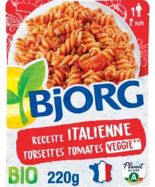 Plat cuisiné bio Torsettes tomates à l'italienne BJORG