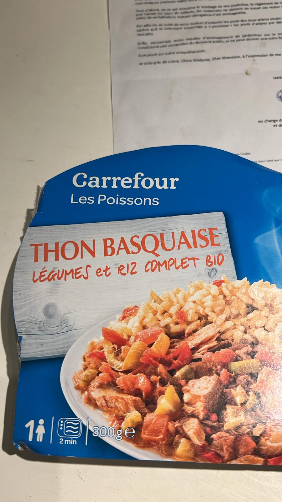 Thon basquaise, légumes et riz complet bio Carrefour