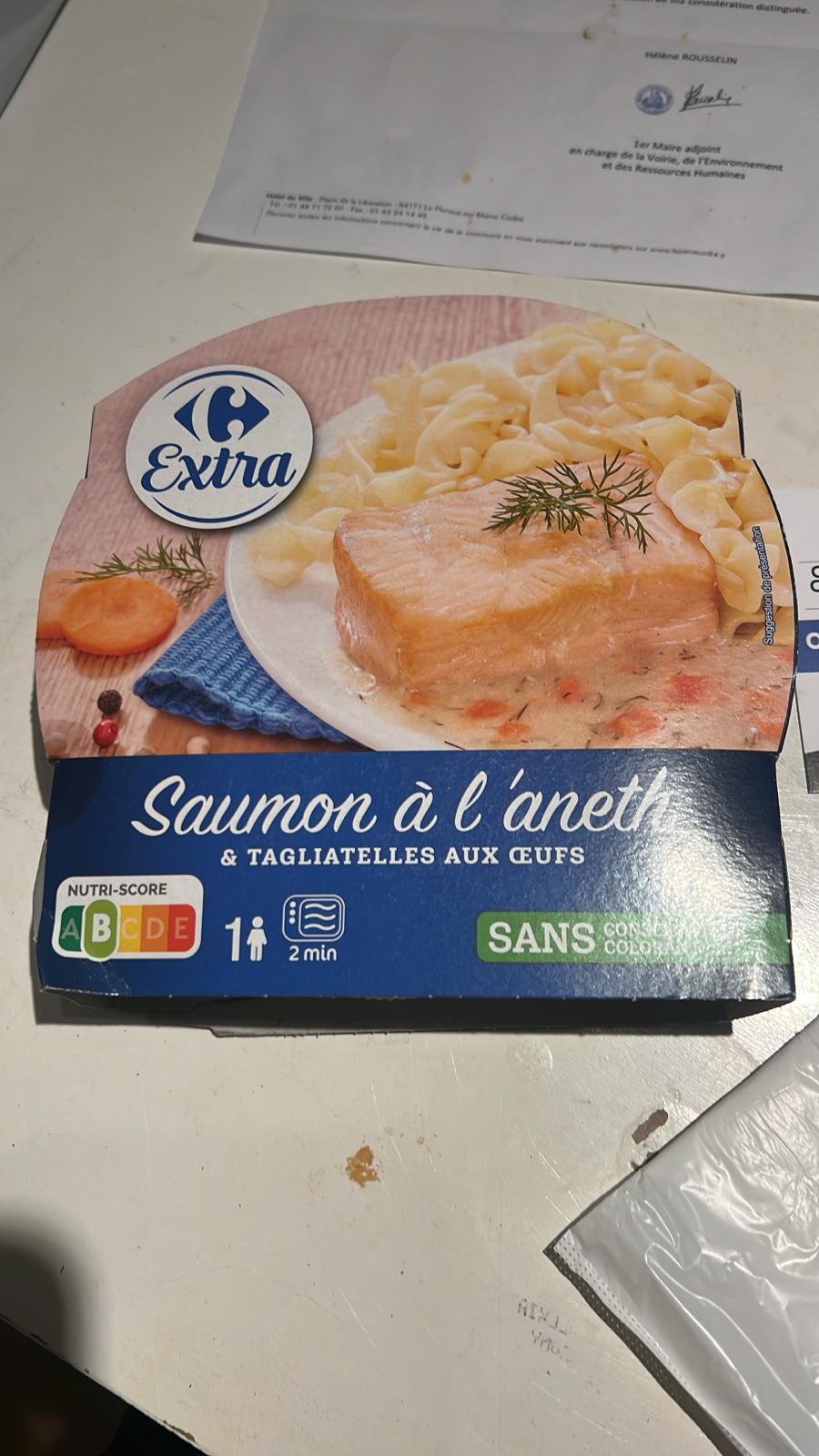 Saumon à l'aneth et tagliatelles aux œufs Carrefour
