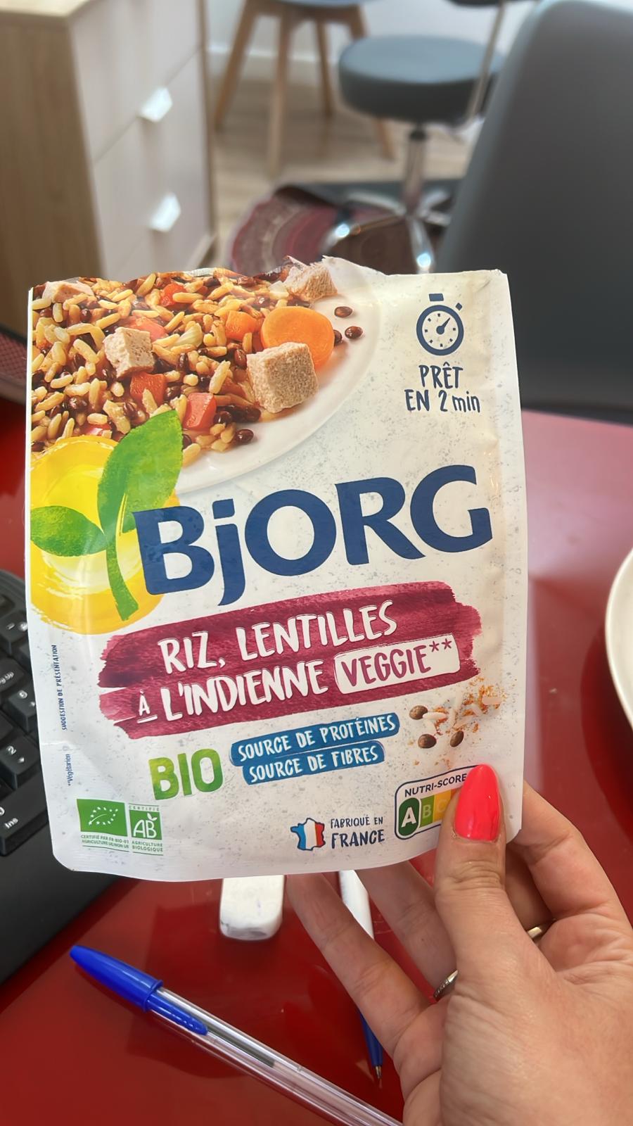 Riz, lentilles à l'indienne Veggie Bjorg