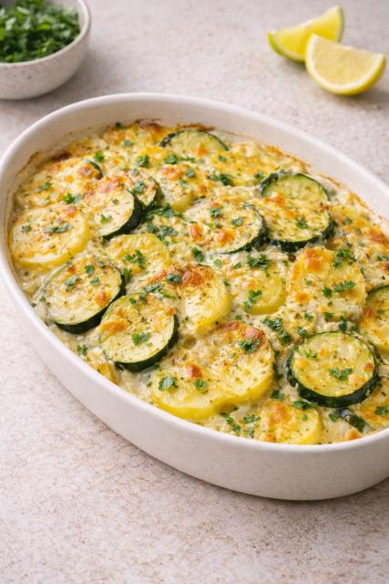 Gratin de pommes de terre et courgettes