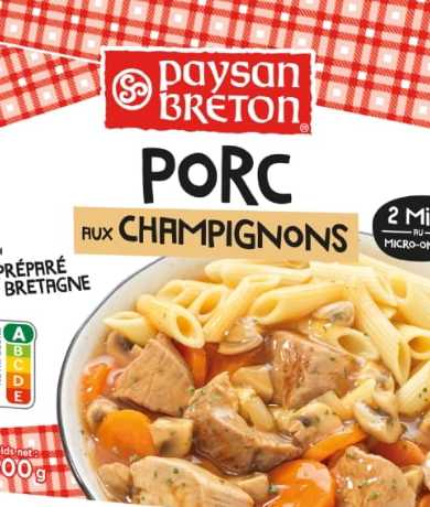 Plat Cuisiné Porc aux Champignons Micro-ondable PAYSAN BRETON
