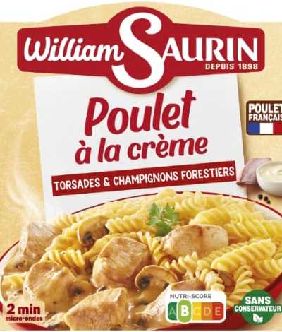 Plat Cuisiné Poulet à la Crème Torsades Champignons WILLIAM SAURIN