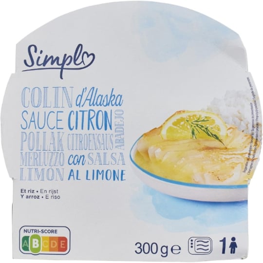 Plat cuisiné colin d'Alaska riz SIMPL