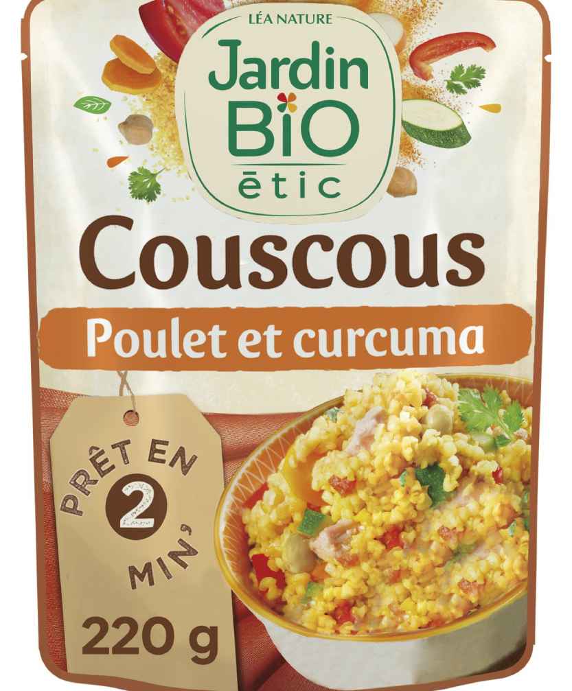 Plat cuisiné couscous poulet curcuma Bio JARDIN BIO ETIC