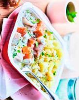 Saumon et colin d'Alaska à l'oseille, pomme de terre à l'étouffée Picard 