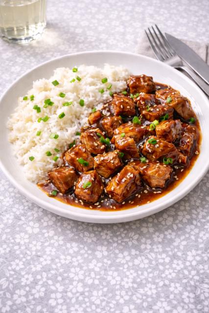 Porc au caramel et riz